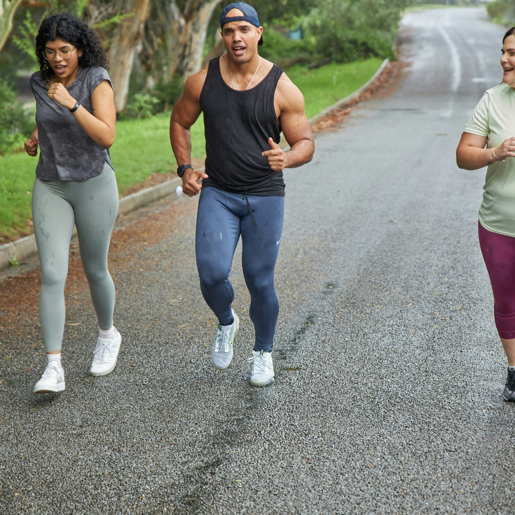 three people walking together
