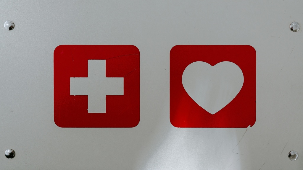 Symbol of white cross and heart.